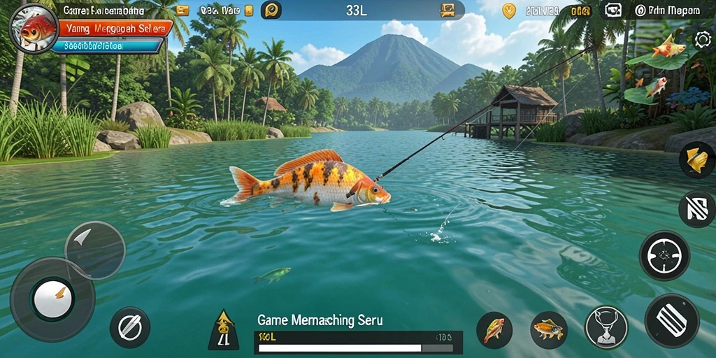 Screenshot menunjukkan gameplay memancing yang menakjubkan di 33L.