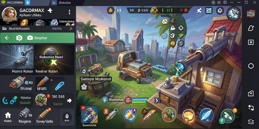 Screenshot GACORMAX menampilkan berbagai fitur utilitas yang tersedia.