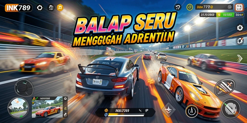 Tampilan gameplay seru dari INK789 yang menguji keterampilan balap Anda.