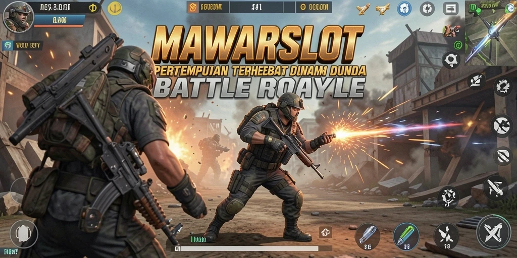 Tampilan gameplay seru di MAWARSLOT dengan aksi Battle Royale.