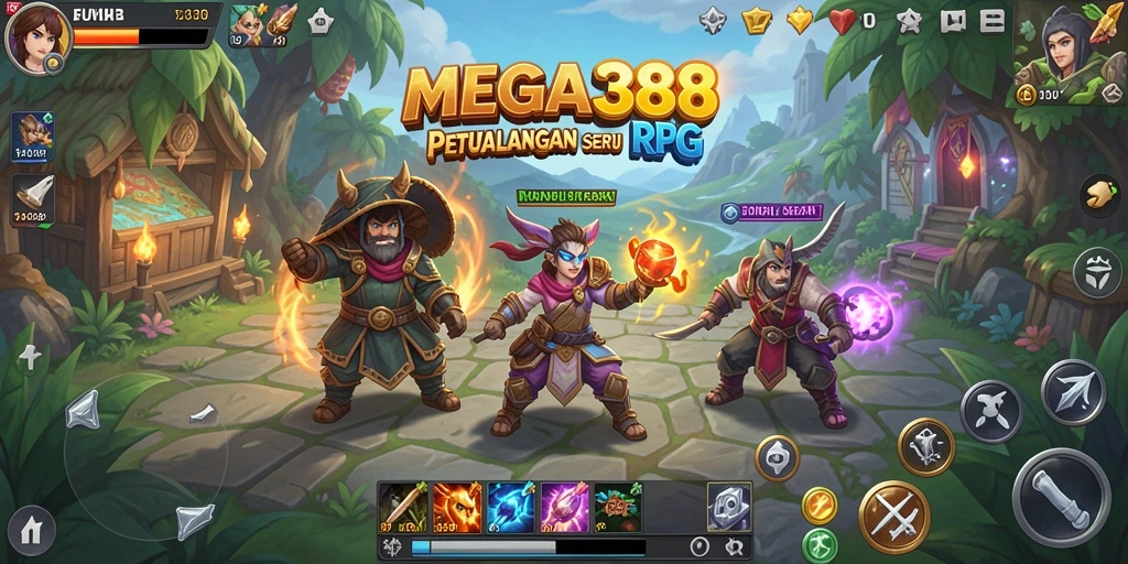 Tampilan gameplay MEGA388 yang mendebarkan dan penuh warna.
