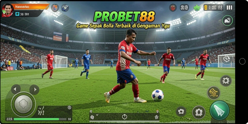Tampilan gameplay PROBET88 yang menarik dan dinamis dalam aksi sepak bola.