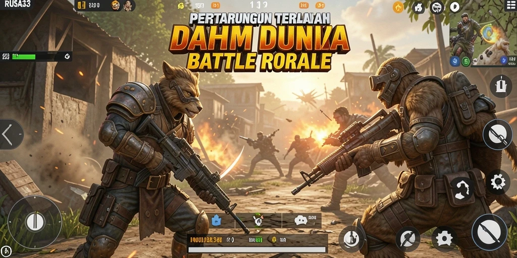 Tampilan gameplay menegangkan di RUSA33 dengan aksi Battle Royale seru.