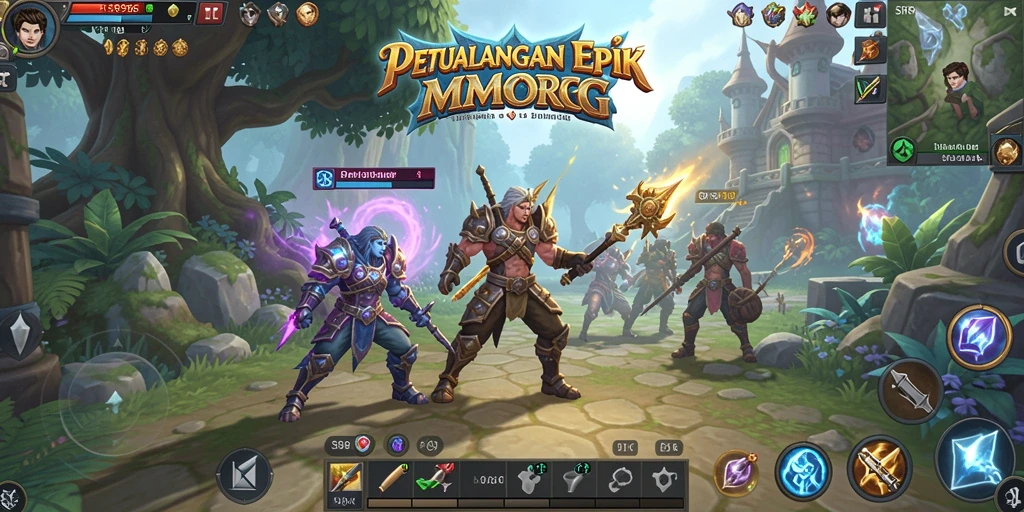 Tangkapan layar utama SR996 menampilkan aksi gameplay MMORPG yang seru.
