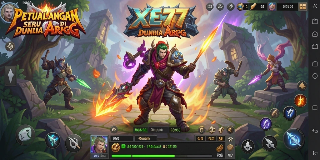Screenshot utama XE77 menampilkan aksi seru dalam pertarungan ARPG.